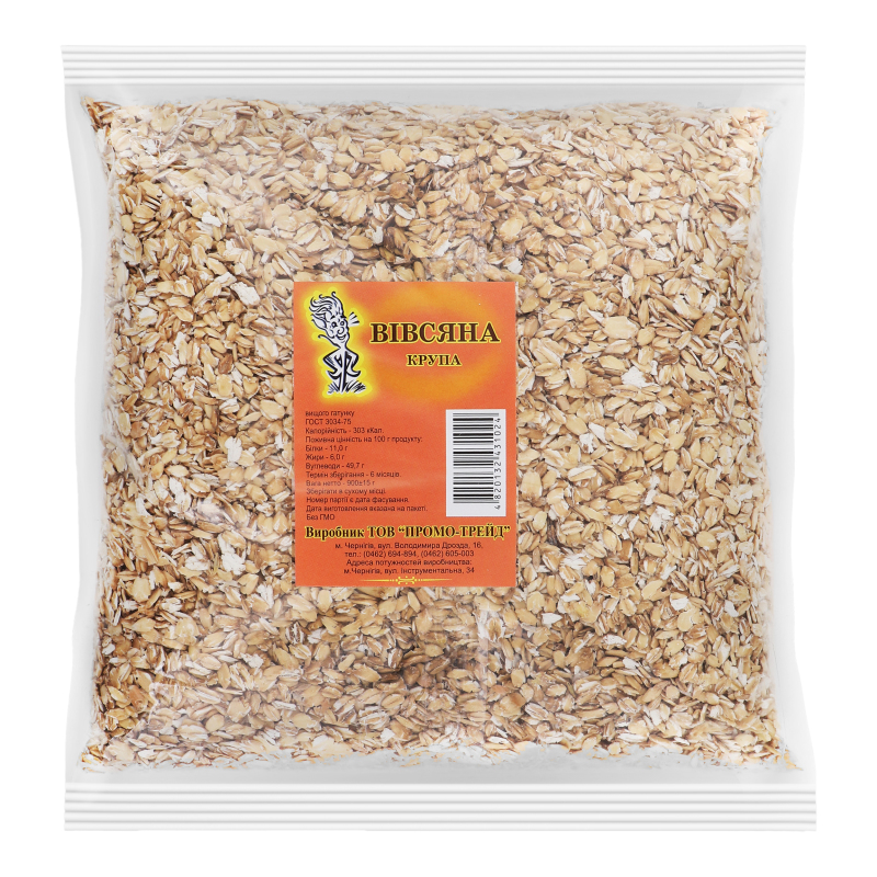 КРУПА ВІВСЯНА фасована 0,9кг ПРОМО-ТРЕЙД